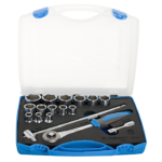 Juego de dados y accesorios de 1/4" en caja de plástico 190-6P17