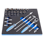 Juego de dados y accesorios de 1/2" en bandeja SOS