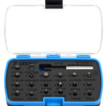 Juego de puntas y adaptador en caja de plástico